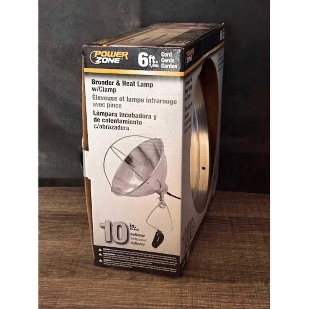 Power Zone 10 Inch Brooder Heat Lamp with Clamp 250W Porcelain‎ Socket